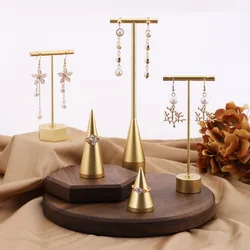 Jewelry Earrings Display Stand Holder T Bar Rack Tower Metal Earring Bracket Organizer Ear Studs Rings Hanging Storage Shelf