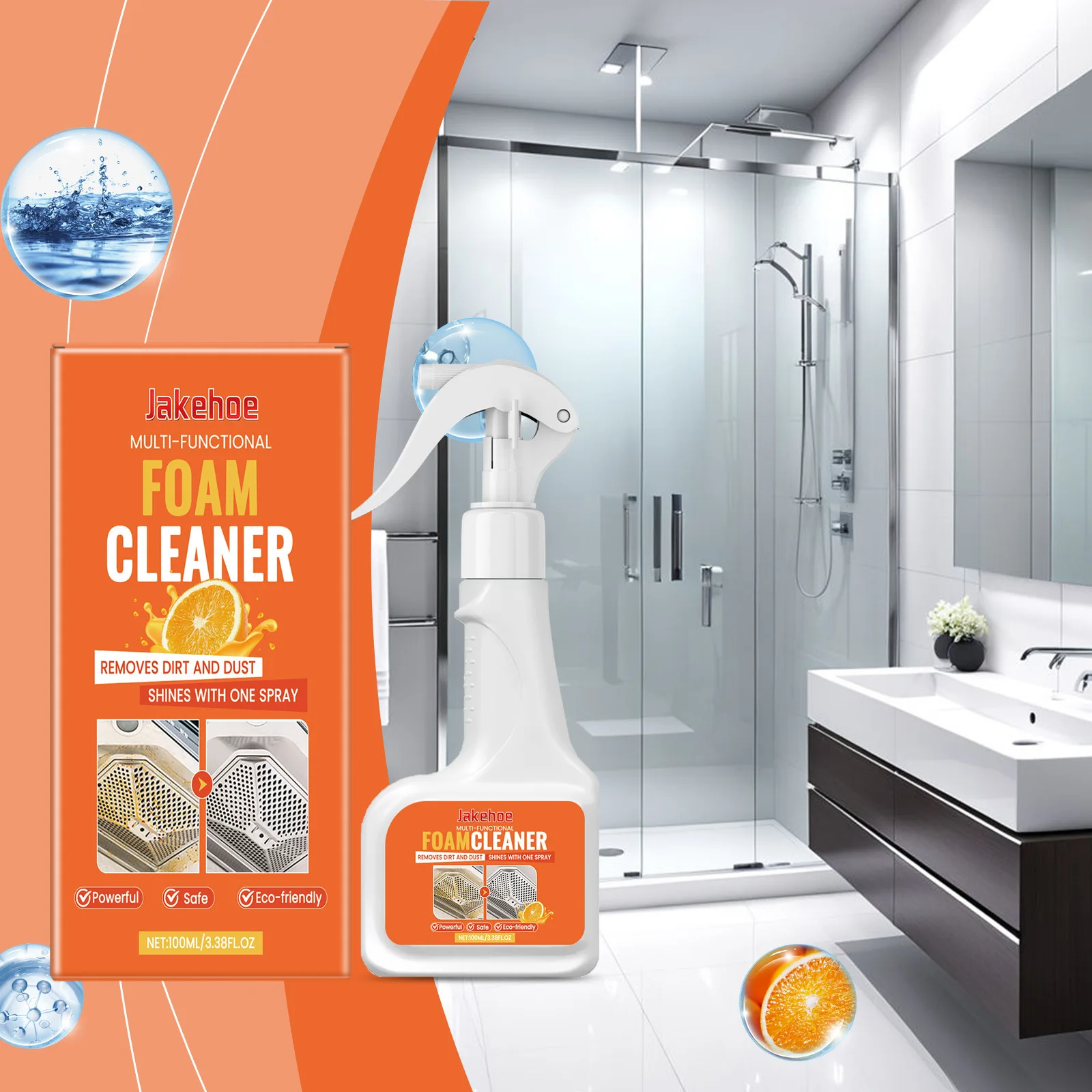 

Foaming Multi-Surface Cleaner - Kitchen Bathroom Car Degreaser - Stain Remover for Tough Dirt & Grease - 100ml Safe Formula