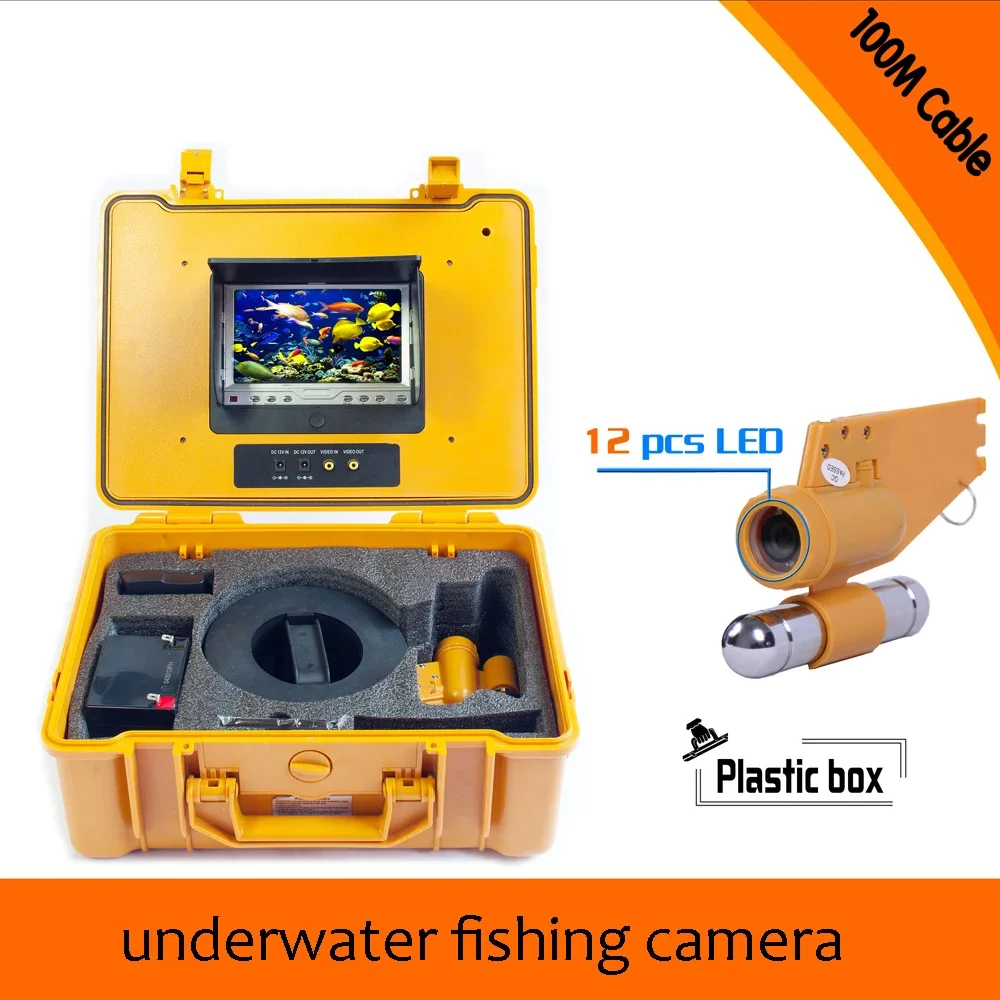 (1 set) 100M cable Underwater Fishing Camera HD 700TVL Night version Plastic box waterproof camera Fish finder free shipping