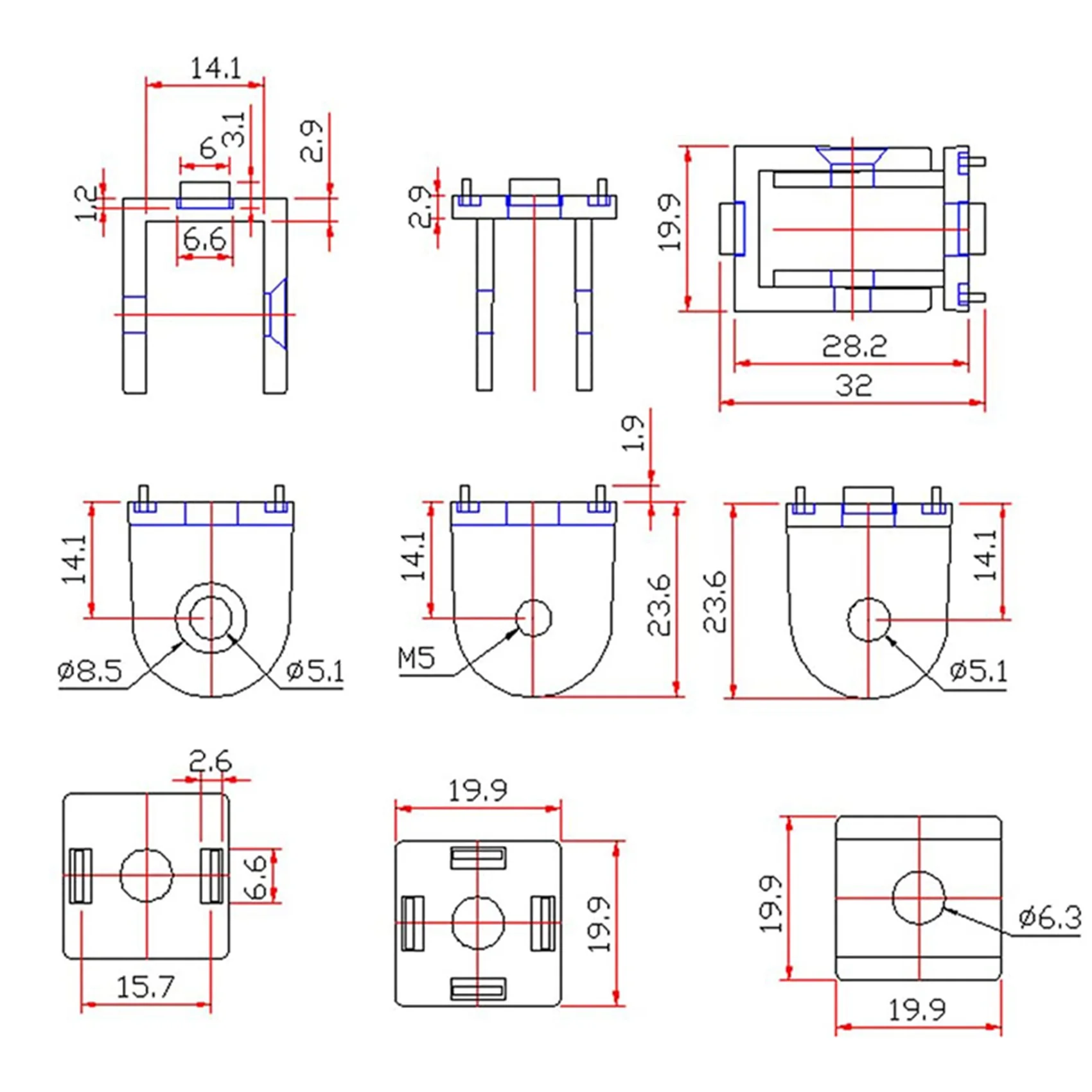8 Pcs Aluminum Alloy Pivot Joint for Aluminum Extrusion Profile 2020 Series Flexible Pivot Joint 2020 Aluminum Profile image 6
