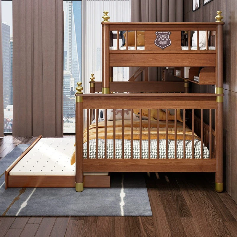 سرير أطفال صيني جديد سرير بطابقين من الخشب الصلب بالكامل وسرير بطابقين للأطفال والأولاد