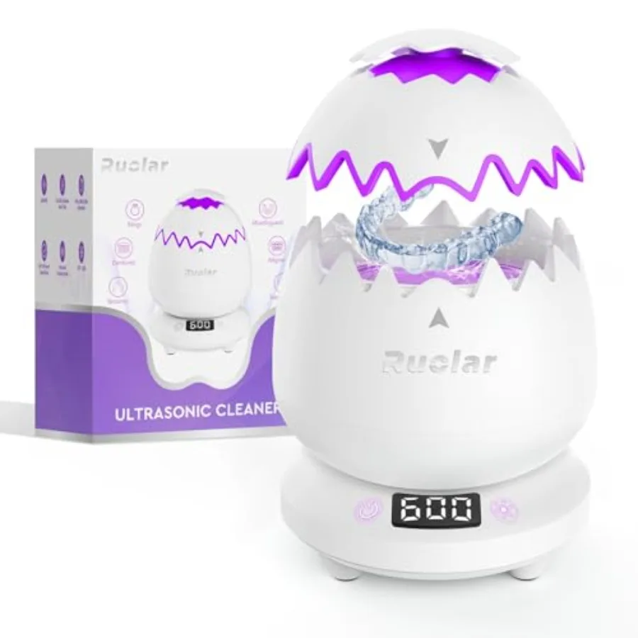 

Ultrasonic Retainer Cleaner Machine for Dentures 45kHz Dental Cleaning Pod for Aligner Nightguard Braces Jewelry Watch 3 Timer