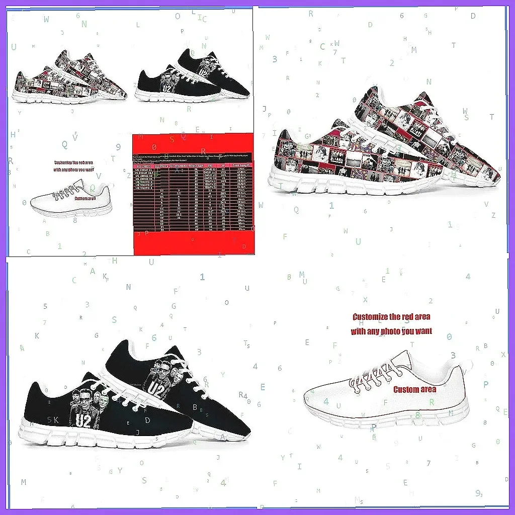 

Custom Punk Lace-Up Sneakers for Men & Women, White Rock Band Fashion Casual Shoes