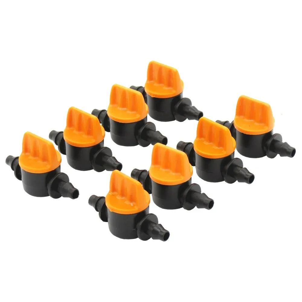 20PCS Pvc Pipe Through Valve Irrigation Double Barb Mini Valve Drip Irrigation Capillary Mini Switch Valve 4/7mm Hose Irrigation