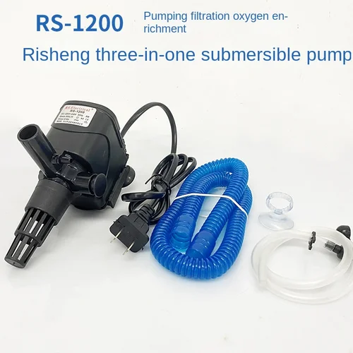 Risheng RS-1200 어항 잠수정 펌프, 수족관 순환 에어레이션 펌프, 물고기 여과, 3 in 1 