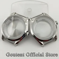 Goutent 40mm Silver Watch Case Suitable For NH35 NH36 Movement Sapphire Glass Transparent Back Watch Parts