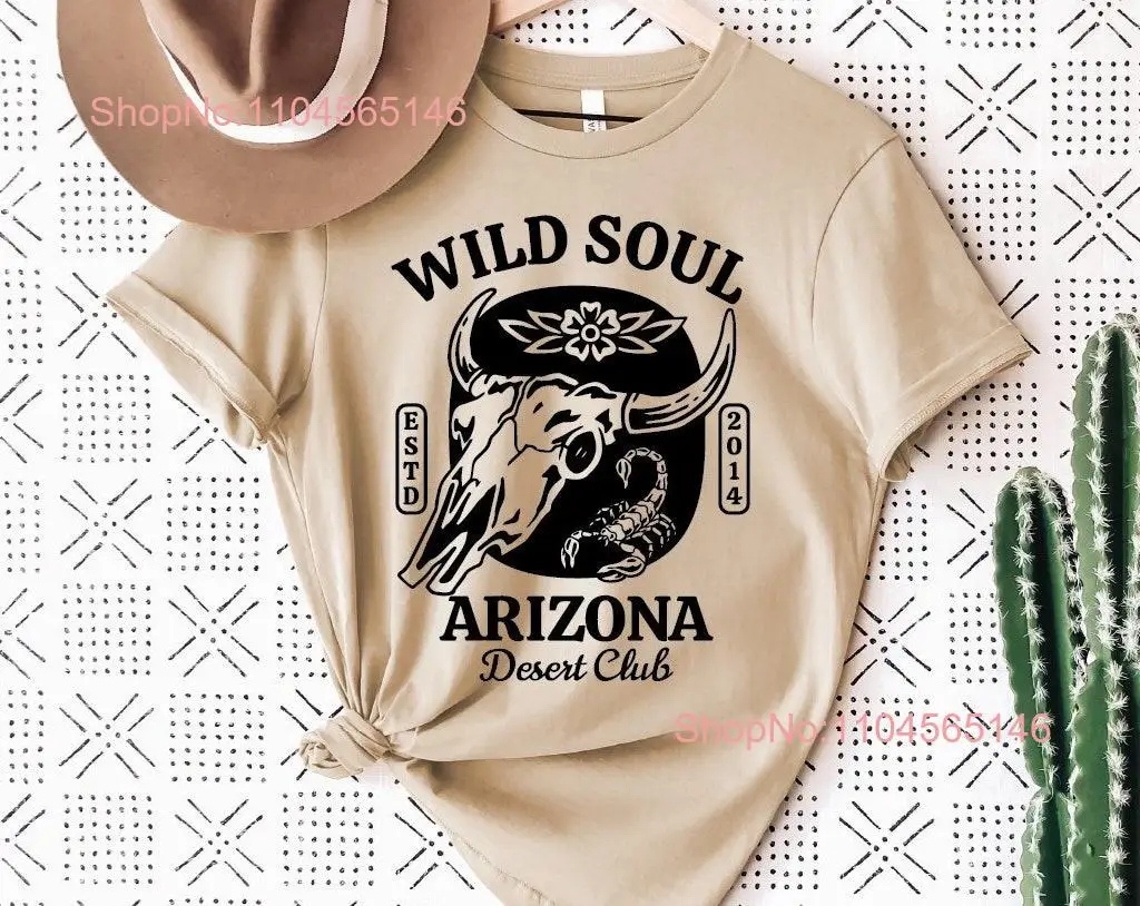 Wild Soul Arizona Cow Skull Desert Boho Vintage Style Western Rustic Cactus Comfortable Soft T Shirt