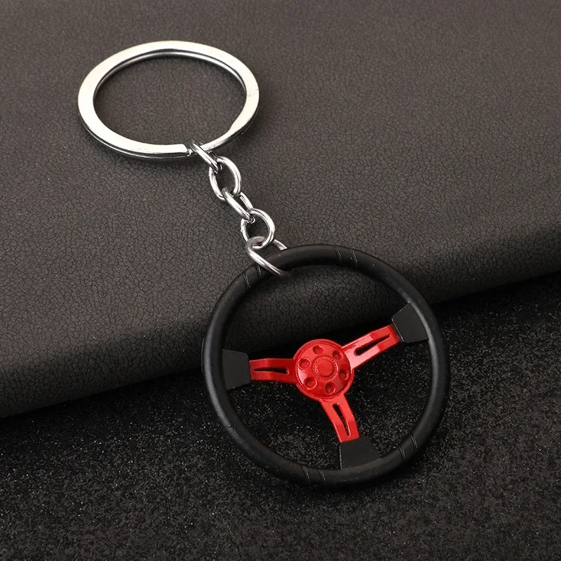 Car steering wheel style keychain creative model racing competition three pictures