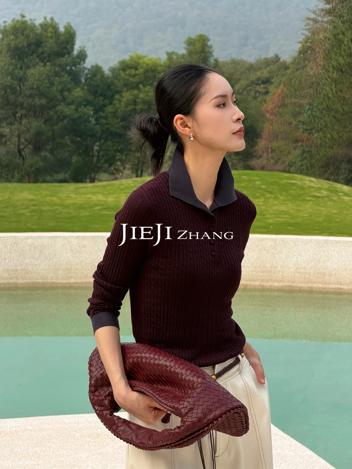 

Вязаный джемпер Jieji Zhang из шерстяной смеси с длинными рукавами, повседневный крой, универсальный, женский, модный, полиэстер, нейлон