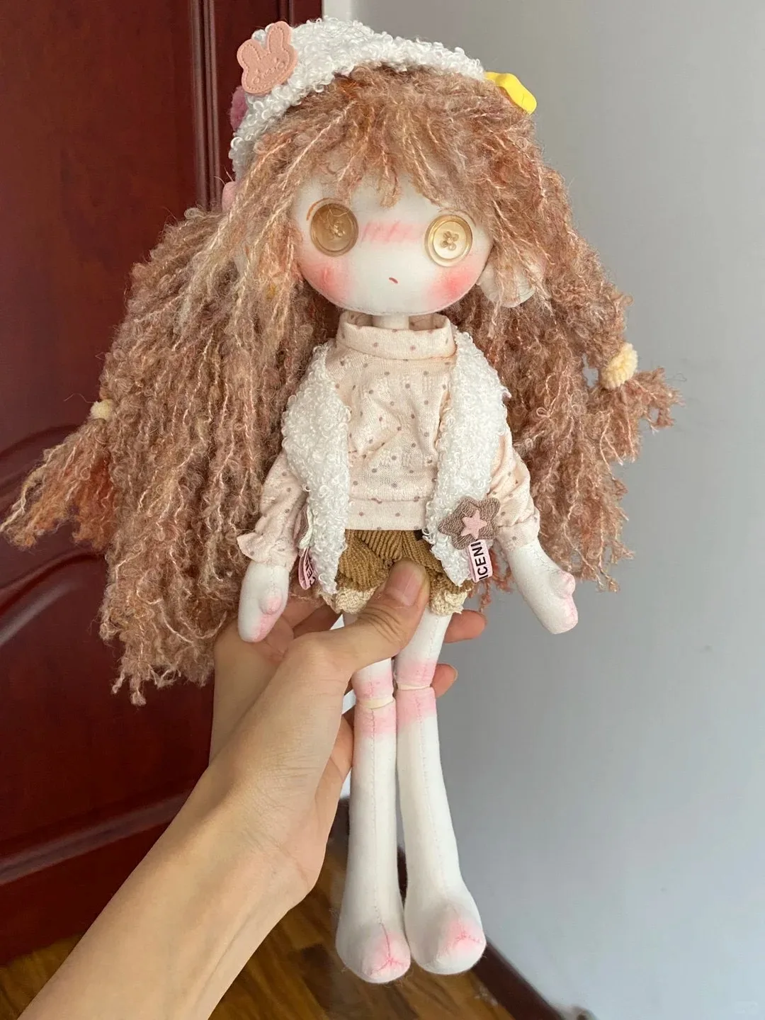 

Handmade Doll Chocolate Series Kawaii Curly Hair Button Eyes Cute Art Doll Gift For Kids Girls Collectors Home Decor