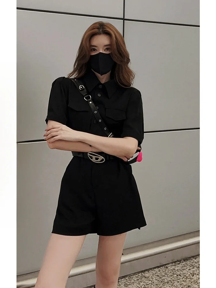 

Bla Waist-Cinching Utili Pants Women's Summer New Slim Fit Functional Wide Leg Jumpsuit orts High Street Sle ort Pants