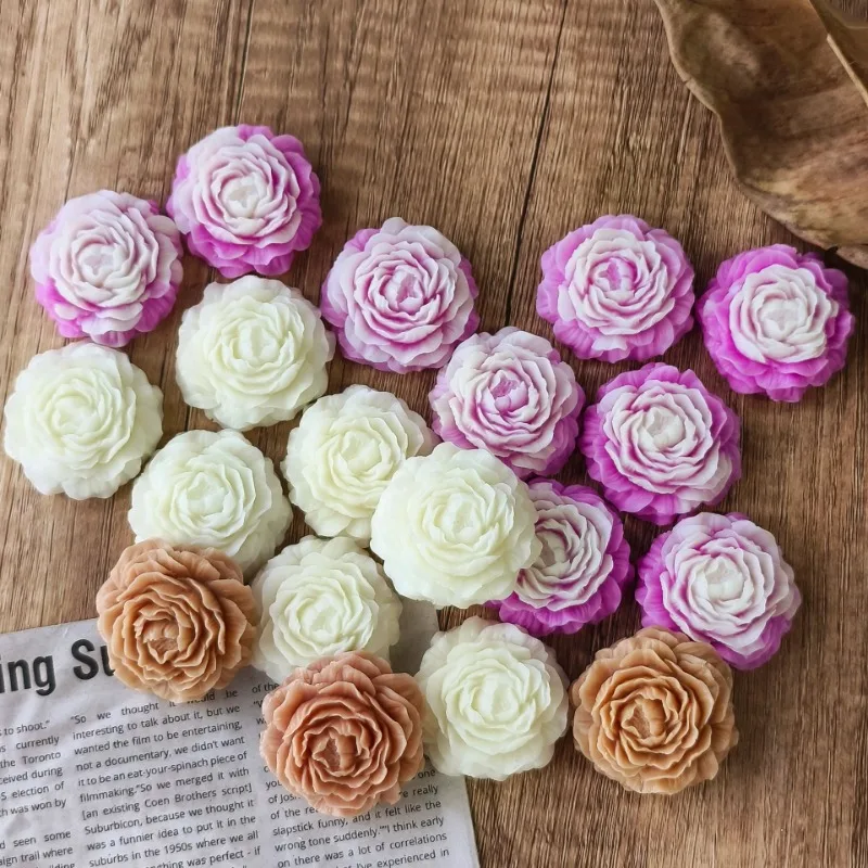 3pcs/set Peony Flower Candle Silicone Mold 3D Mini Rose Flower Soap Gypsum Handicraft Resin Mold DIY Chocolate Cake Baking Tool view 6