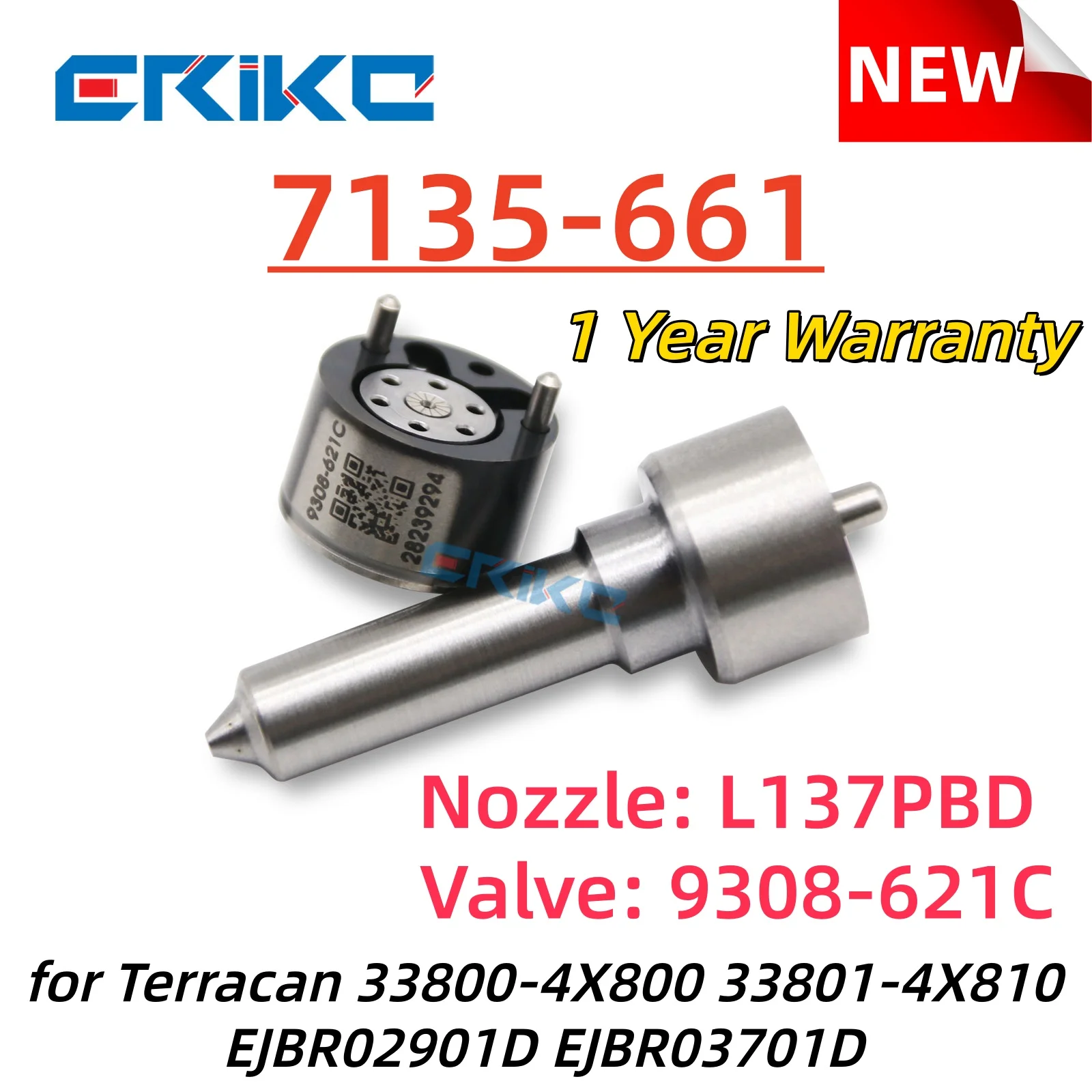 EJBR02901D EJBR03701D Diesel Injecor Repair Kits 7135-661 Nozzle L137PBD Valve 9308-621C for Terracan 33800-4X800 33801-4X810
