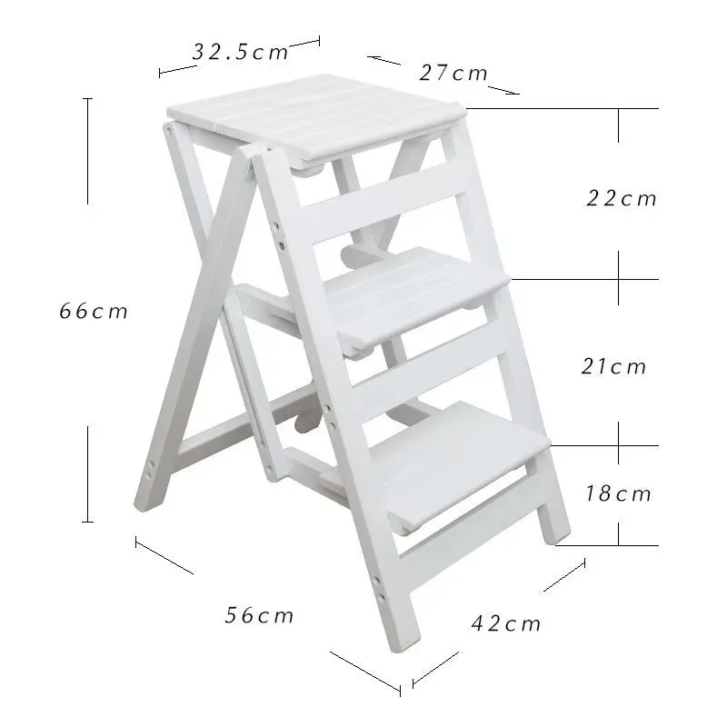 Adult retractable step stool/ladder/counter chair 3-stage folding portable wood non-slip lightweight 150kg
