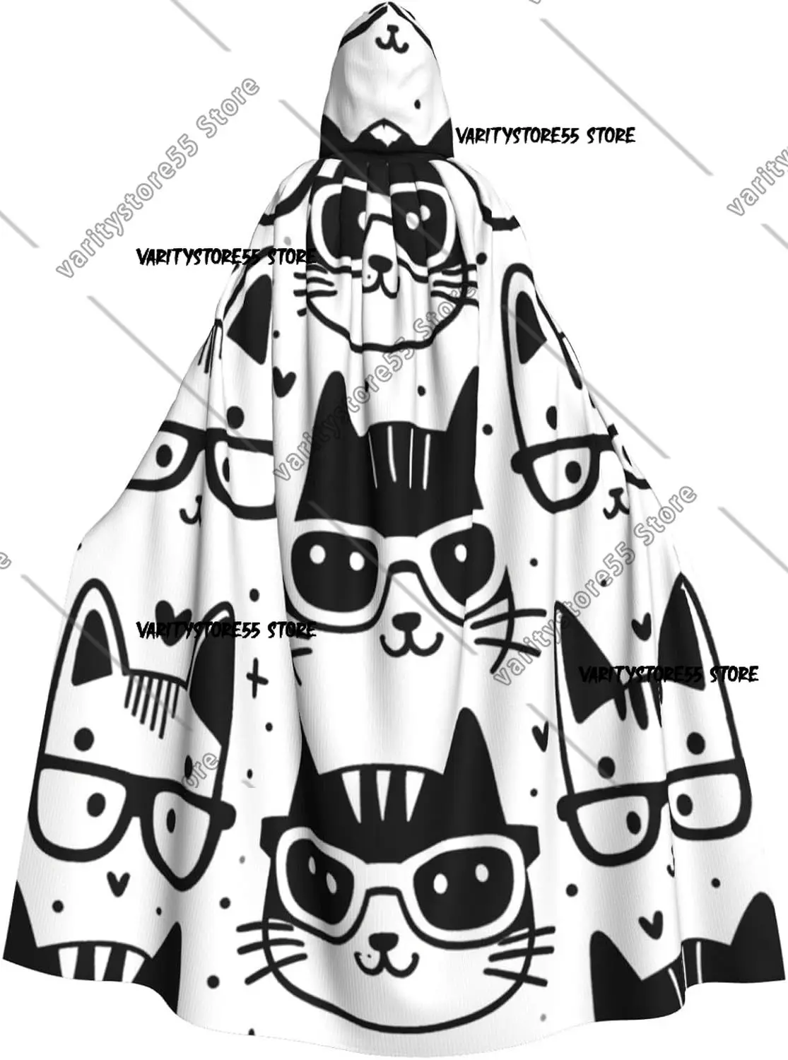 

Хипстерский кот с узором для взрослых, накидка с капюшоном ведьмы, костюм на Хэллоуин, плащ с капюшоном