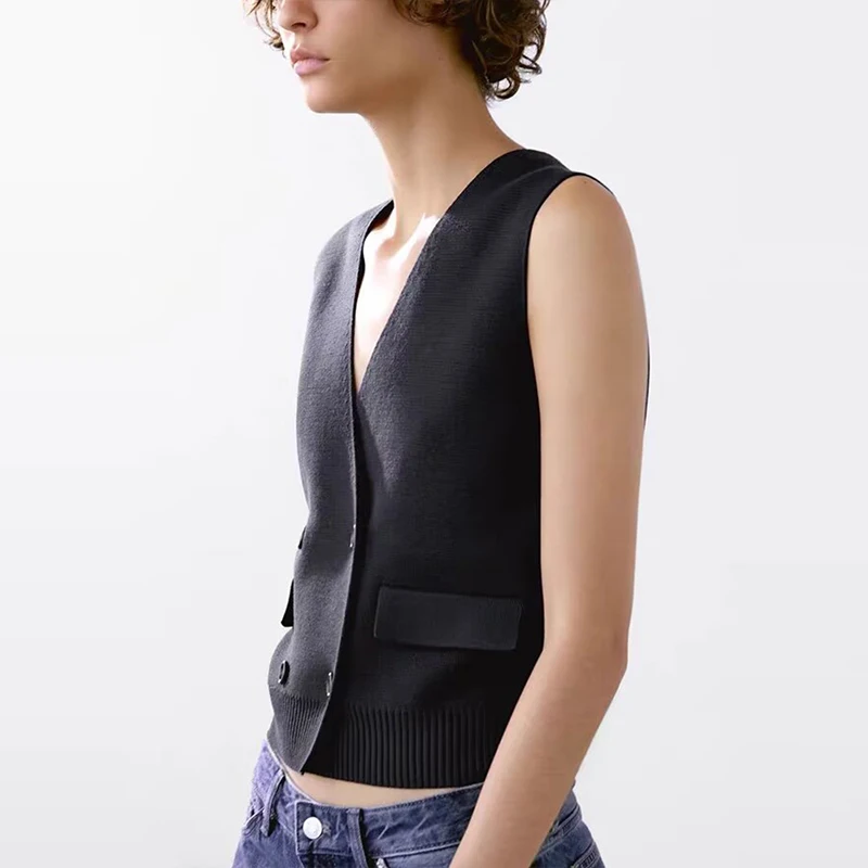 

Women's Commuter V-ne Double-breasted Vest Regular Length Polyester Fiber 00% Z Brand New Summer Collection