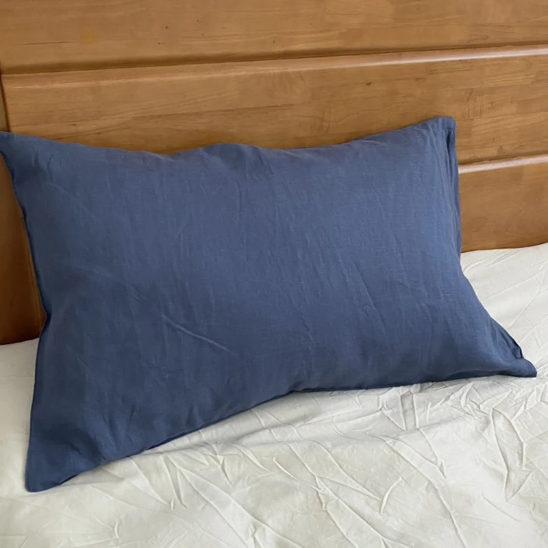 

100% Pure Linen Pillow Protectors, Zippered Standard Pillowcase, Blue, Soft Cooling, Breathable Pillow Cover, 20x26 Inches