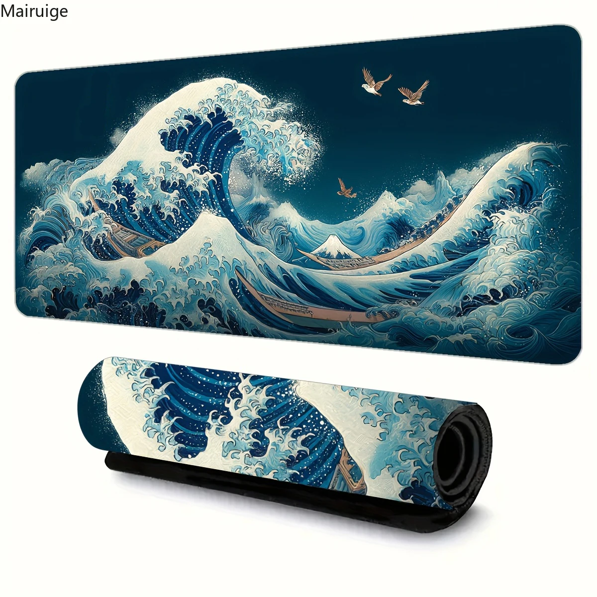 

Японский коврик для мыши Great Wave off Kanagawa, большой компьютерный офисный коврик, резиновый противоскользящий коврик для игровой клавиатуры, коврик для мыши, длинный настольный коврик