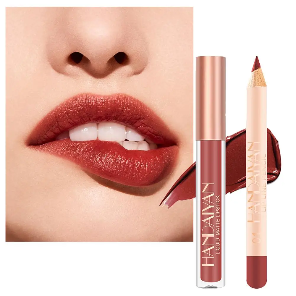 1 STKS Waterdichte Langdurige Lipstick Marker Pen-Naakt Bruin Matte Lipgloss Potlood met Lip Liner voor Lippen Make-up Cosmeti B2E5