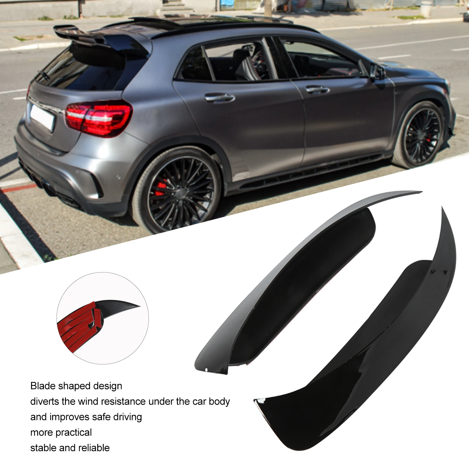 Heckstoßstangen-Set, ABS, kratzfest, glänzend schwarz, Styling, exakte Passform für Mercedes GLA X156 2013–2019 AMG
