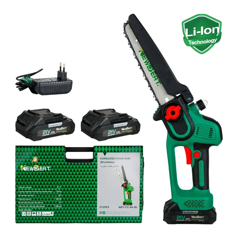 NewBeat 8 Inch Mini Carbide Chainsaw with Battery Chain Wood Saws Cordless Electric Pruner Chainsaws