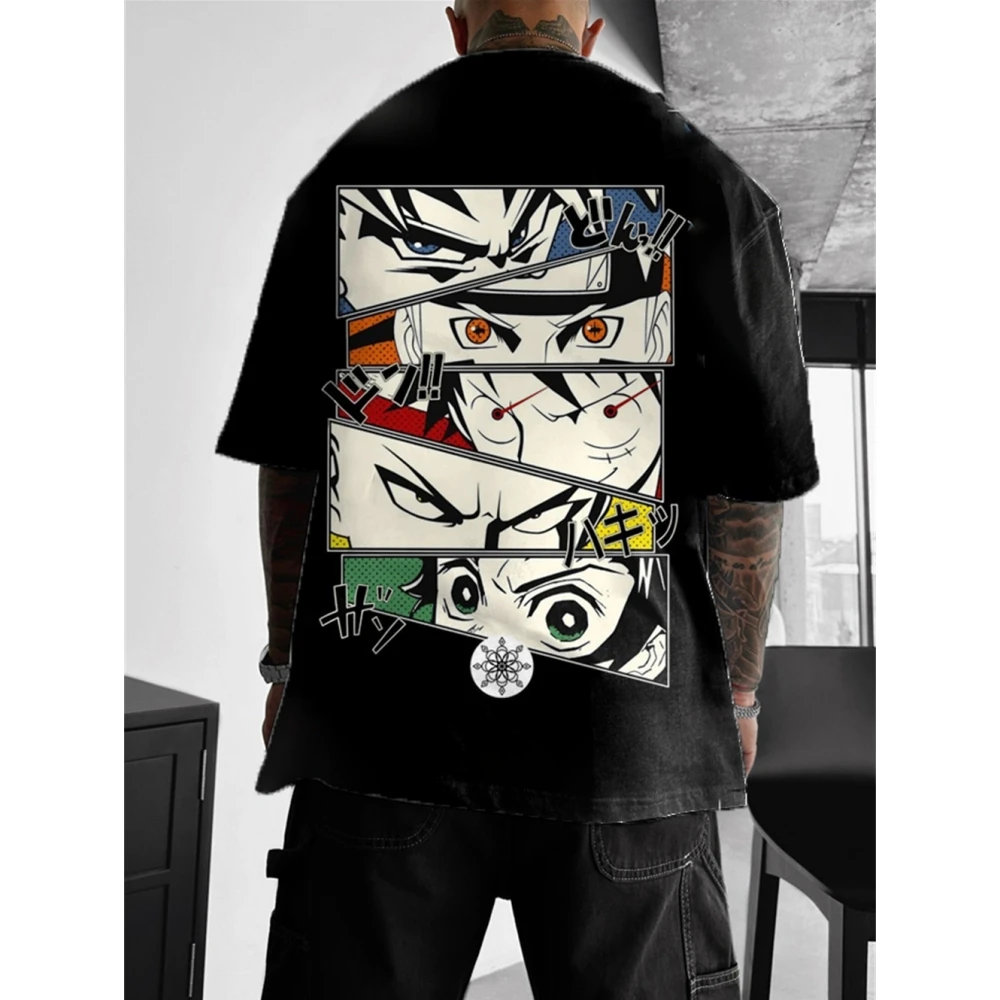 2024 Anime Oversized Casual 3d Print T Shirt For Men Summer Top Breathable Loose Men's T-Shirt Retro Street Short Sleeved image 4