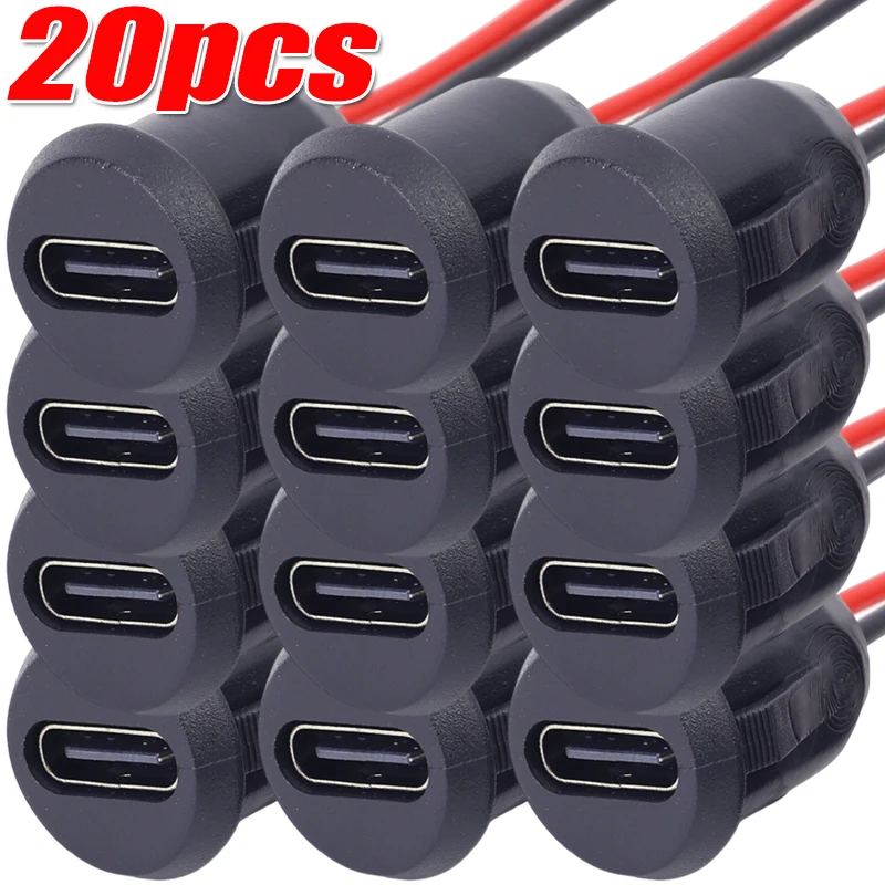 

Type-C Female 2 Pin Type-C Female Socket Connector Waterproof Jack Female Charging Port 3A USB-C Charger Plug Socket