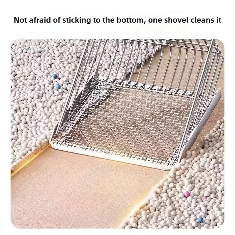 *Cat Litter Shovel Wood Handle Metal Scooper with Hook Portable Stainless Steel Sifting Kitten Toilet Cleaning Tool Pet Products