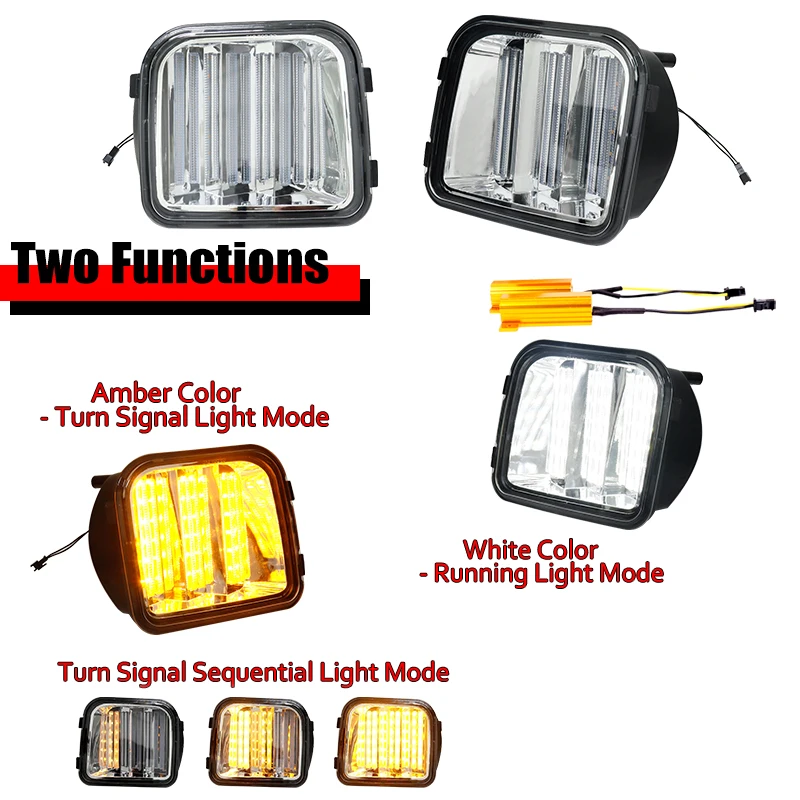 Switchback Sequential Amber & White LED Car Front Bumper Turn Signal Lights w/ DRL Driving Lights For 2006-2010 Hummer H3 H3T