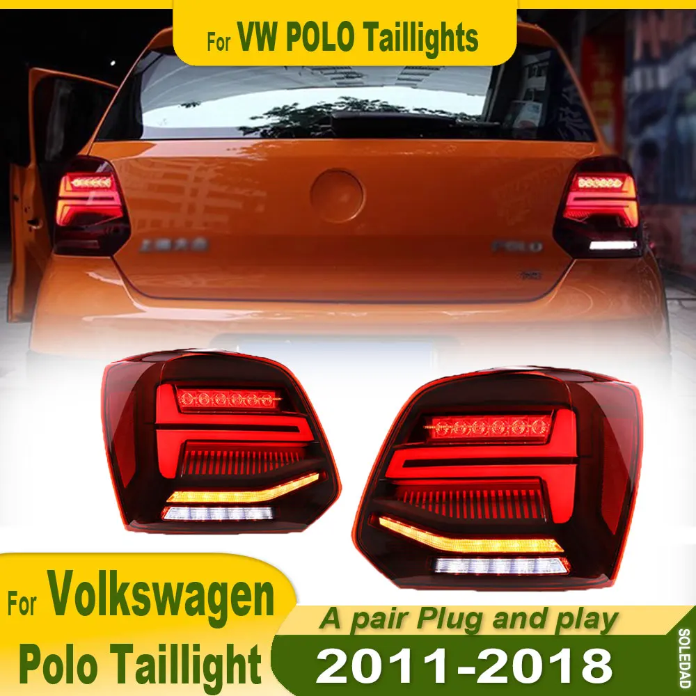 Car Tail Light Assembly For Volkswagen Polo 2011-2018 Tail Lamps Plug and Play with LED Dynamic Turning Rear Bumper Taillights