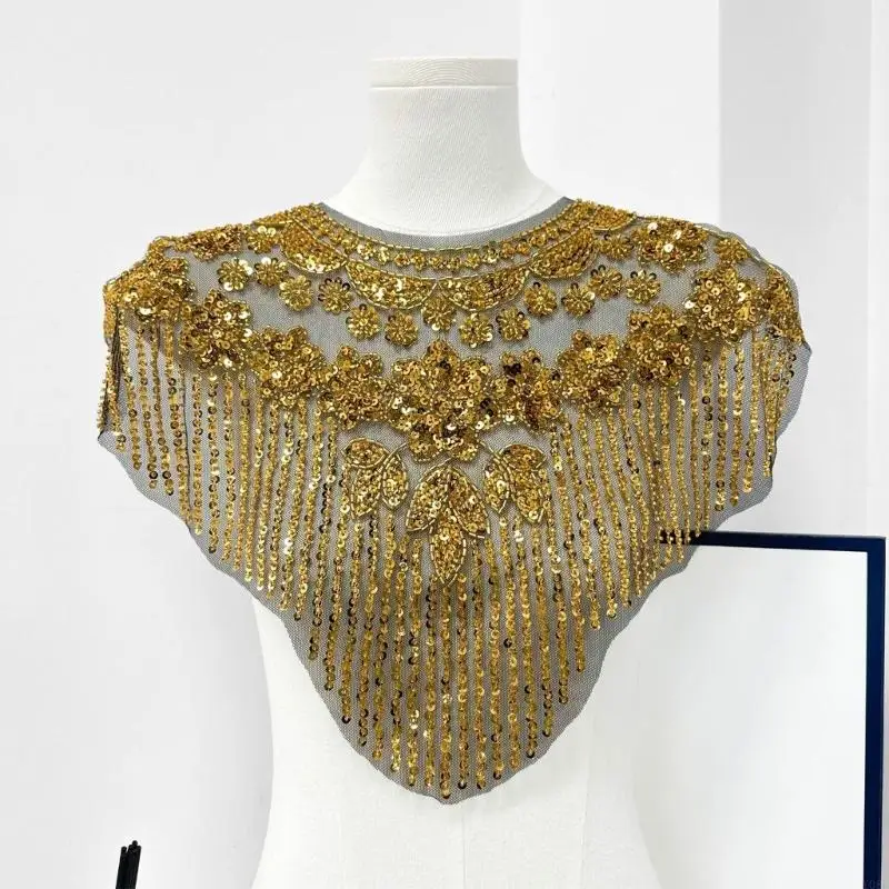 

Heavy Work Embroidery and Beads Patches Crafted from Polyester Thread for Long Time Garment Repair Y08E