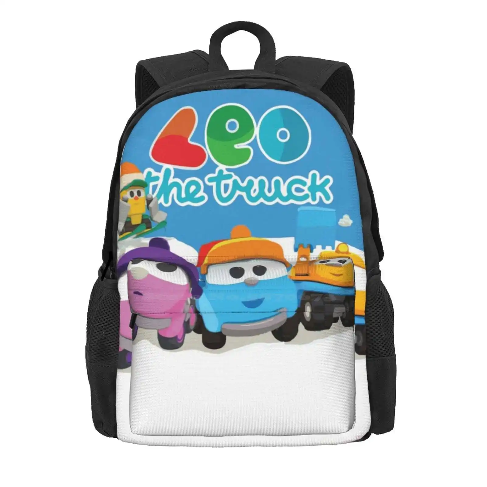 Leothe Truck, Lift, Scoop, And Leah Winter Fun Holiday Hot Sale Schoolbag Backpack Fashion Bags Leo The Truck The Inquisitive