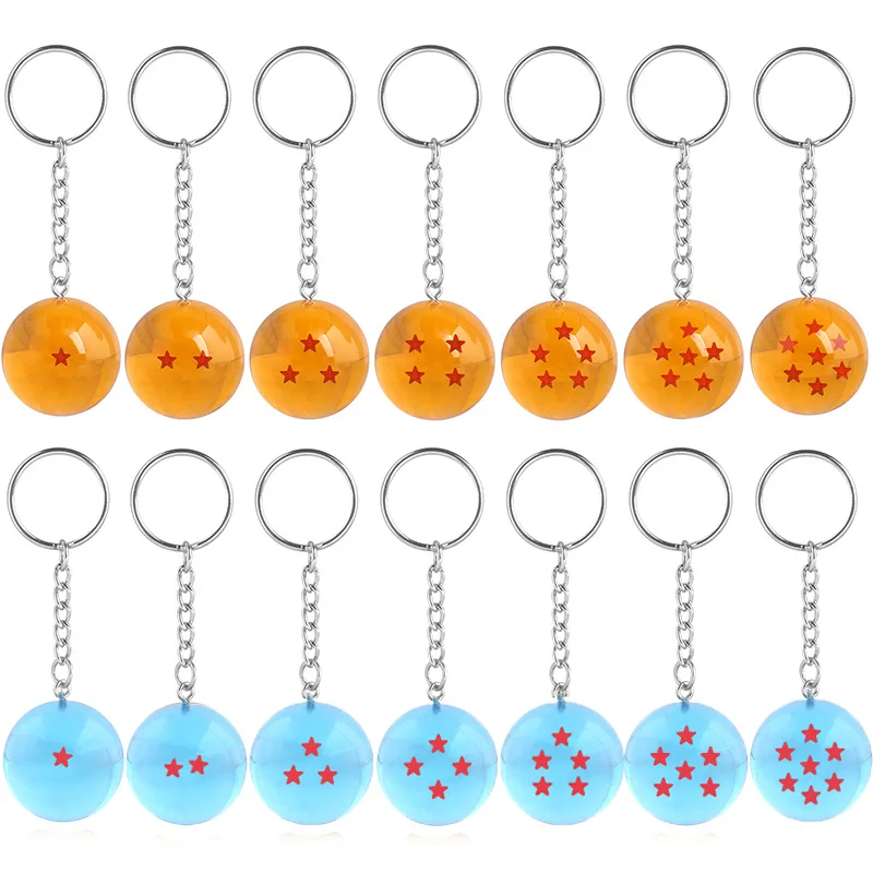 드래곤볼 Z 애니메이션 손오공 샨론 드래곤볼 크리스탈 볼 송진 액션 피규어 모델 장난감, 어린이 선물 키체인, 세트당 2.7cm, 7 개