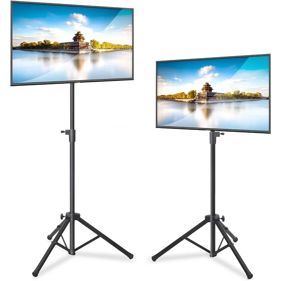 

Portable and Foldable LED TV Tripod Stand for Home or Office Use 2 Pcs Adjustable Height and Tilt Support for LCD Flat Panel Sc