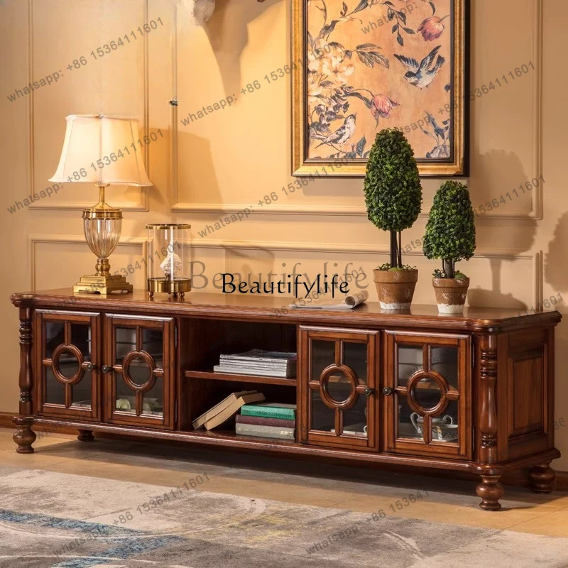Factory Direct All solid wood American TV cabinet coffee table set combination simple living room