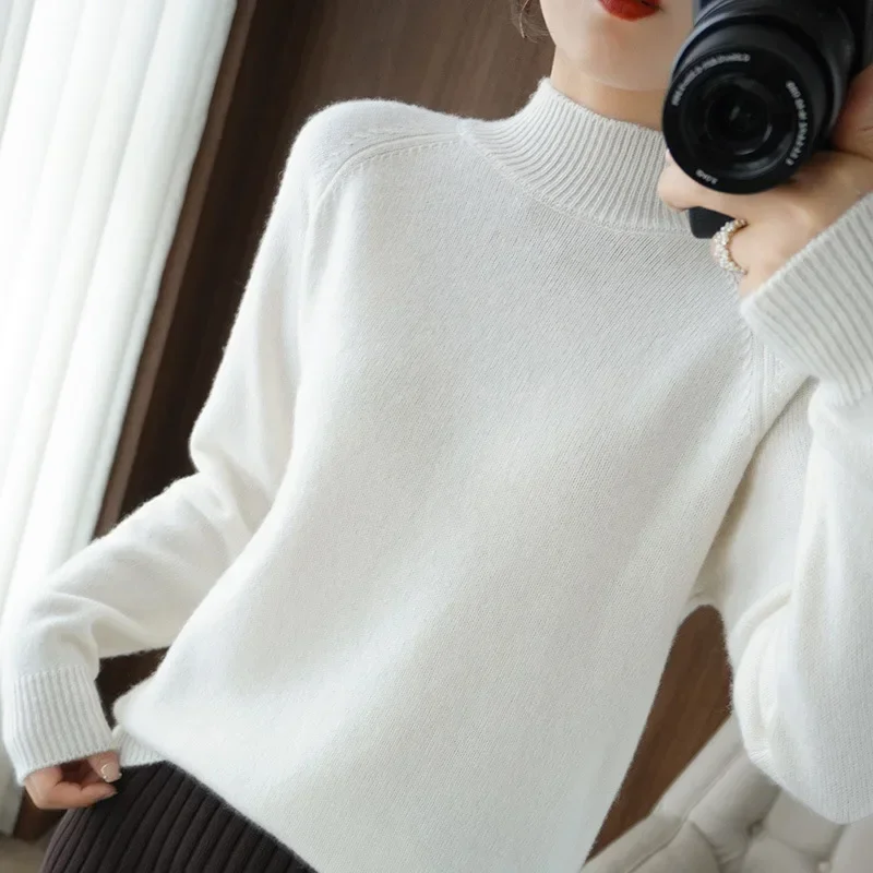 Turtleneck Sweater Women 2024 Autumn Winter Loose Casual Korean Pullovers Long Sleeve Basic Knitted Tops Thick Warm Jumpers