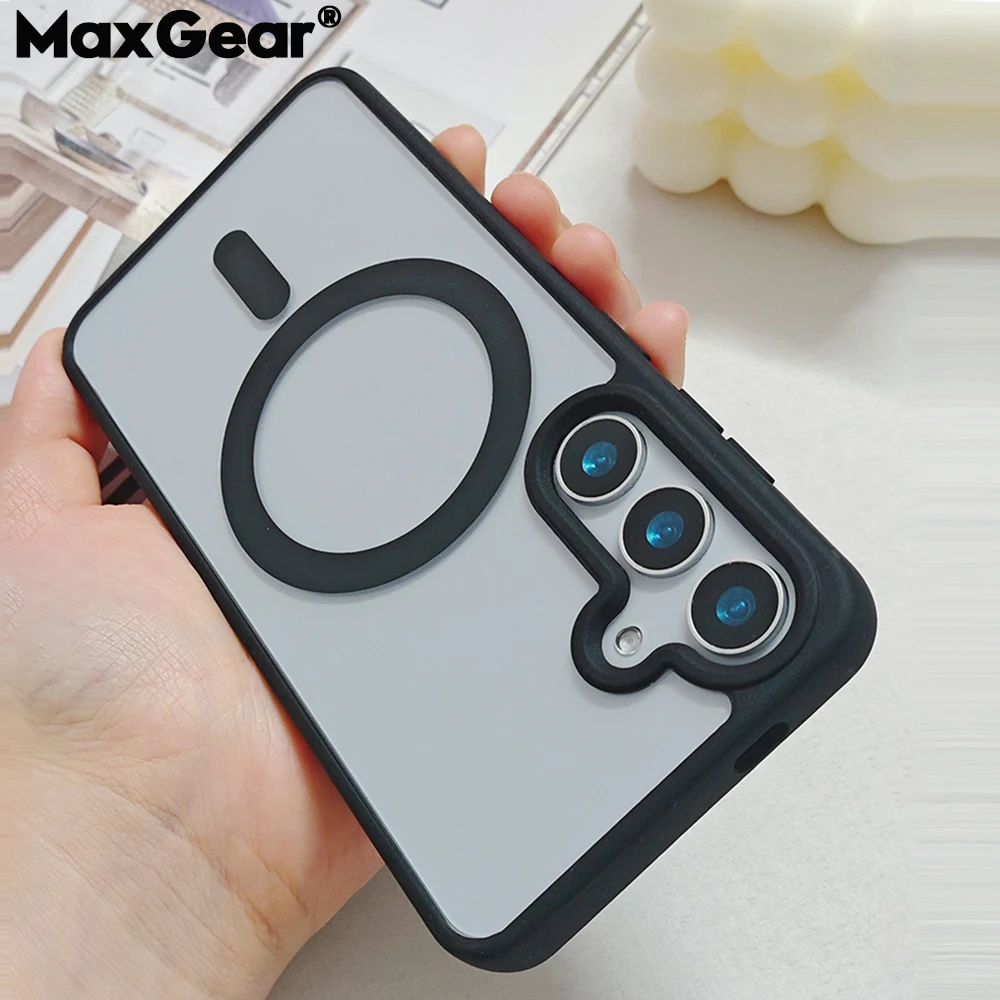 Magnetic For Magsafe Transparent Phone Case For Samsung Galaxy S25 S24 S23 FE S22 Plus Ultra Wireless Charge Slim Acrylic Cover