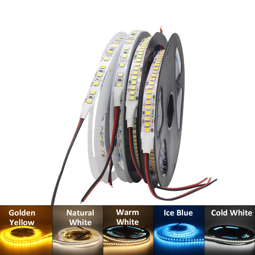 

12 В 24 В SMD2835 Светодиодная лента 120 светодиодов/м 240 светодиодов/м 5 м Гибкая лента Белый Золотой Желтый Ледяной Синий Зеленый Ленточная лампа Линейное освещение