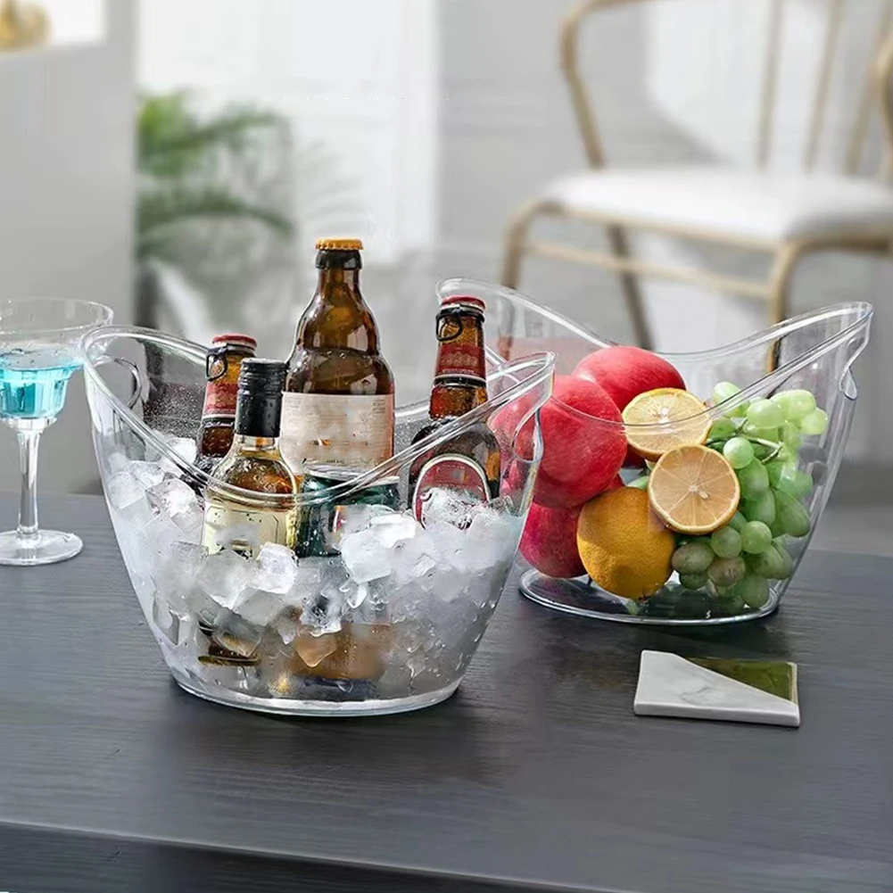 

Ведро для напитков с ручкой Контейнер для кубиков льда Пластиковая ванна для хранения льда для вина, шампанского, пива