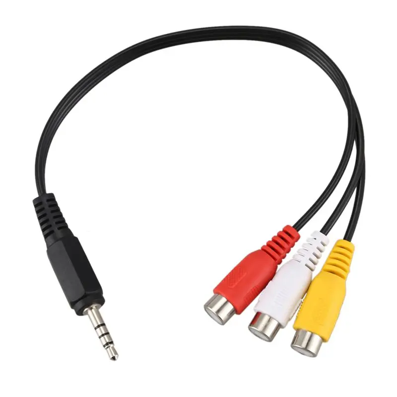 AS95 2 Pcs 3.5mm Male Plug to 3 RCA Female Audio Video AV Cable 22cm for TV DVD