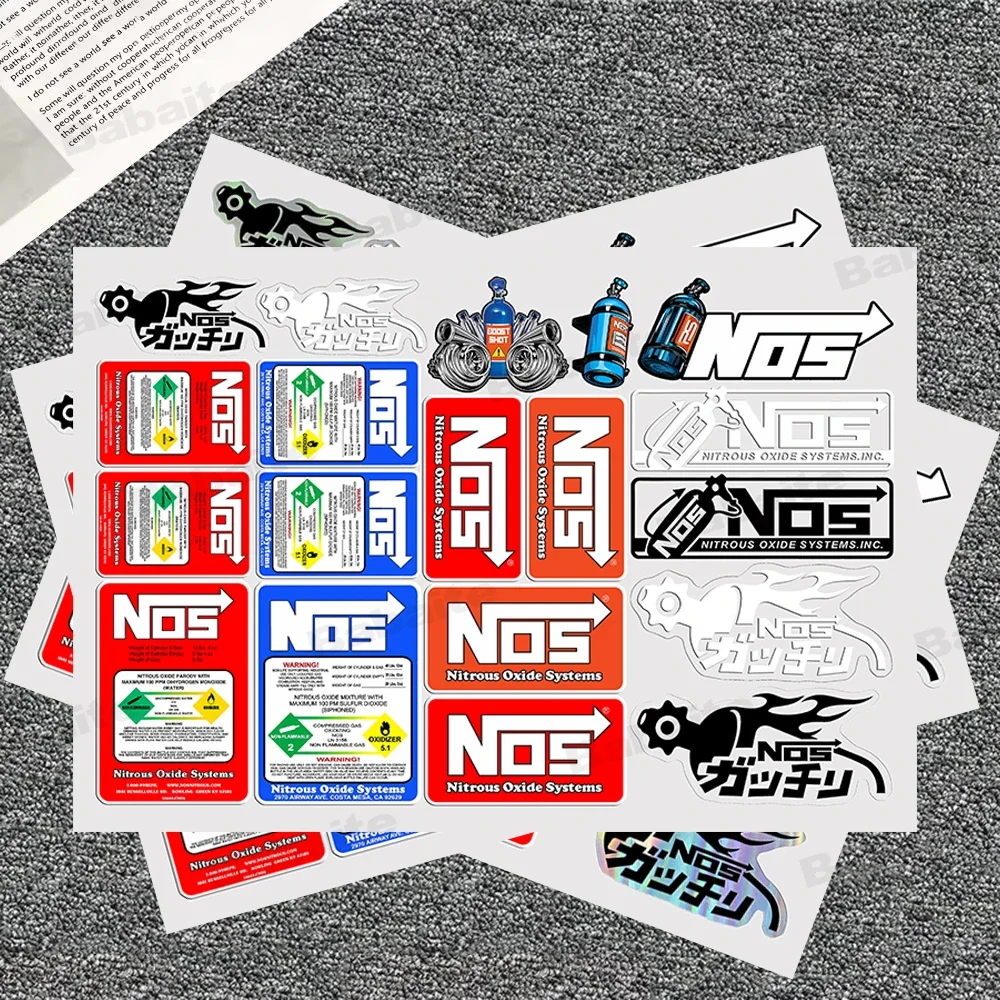 1세트 'NOS' 자동차 모터사이클 스티커 컬렉션, 질소산화물 데칼, 자동차 및 모터사이클 외부 커스터마이징 액세서리