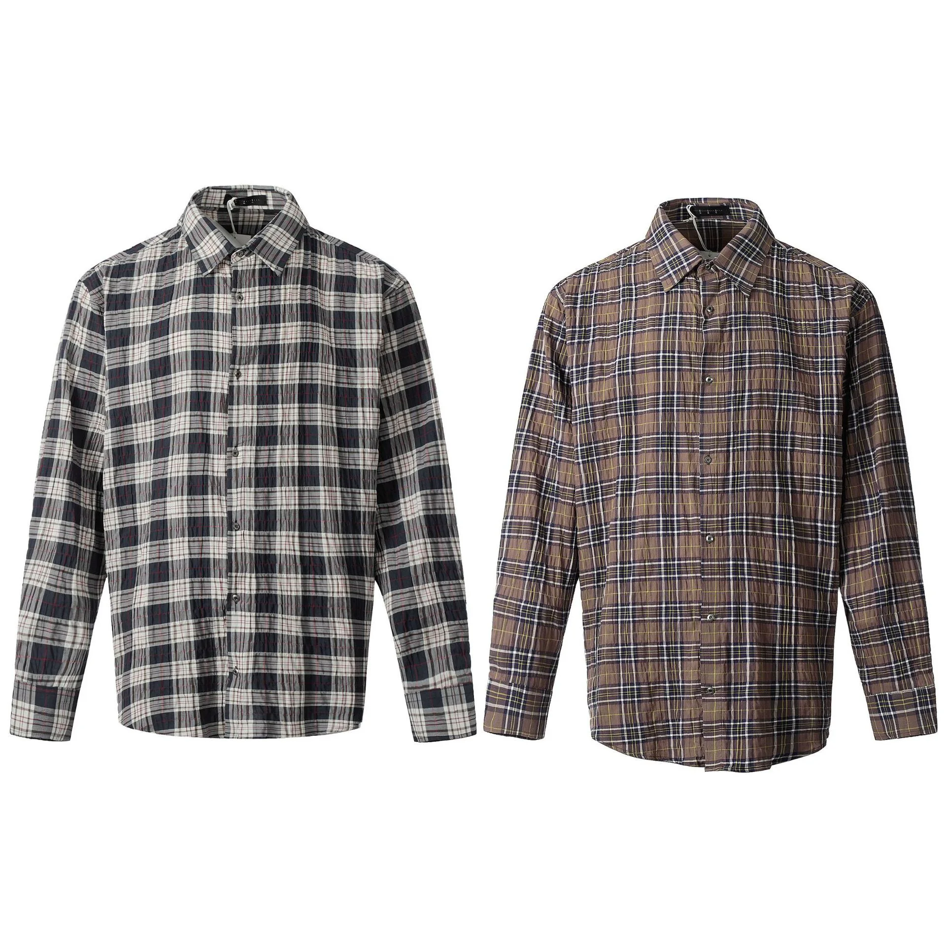 

American Retro Plaid Long Sve irt ex Vintage Loose Oversize Street Casual Youth Polyester Blend Fce Lined Autumn ...