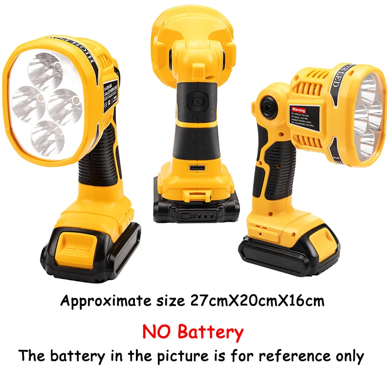 3W/12W Work Light LED Lamp for Dewalt 18V Lithium Battery With USB Port Outdoor Flashlight Emergency Light Flash Spotlight