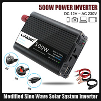 500W Car Power Inverter DC 12V to AC 230V Portable Modified Sine Wave Volatge Converter Dual USB Universal Socket Charge Phone