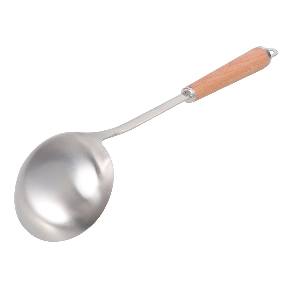 

Stainless Steel Soup Ladle Long Beech Handle Cooking Spoon Hook Kitchen Utensil Heat Resistant Stainless Steel Ladle