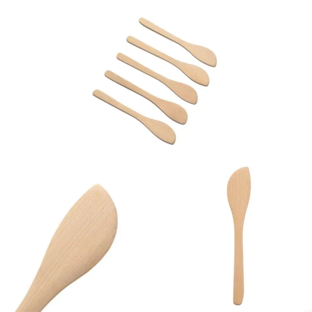 F19B Set of 10 Butter Spreader Knives Bamboo Easy to Clean and Reusable Dumpling Filling Spreading Spoon Super Cost-effective