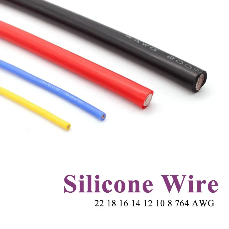 Aircraft Model Silicone Wire High Temperature Resistant Ultra-soft Cord 16 14 12 10 AWG Lithium Battery High Voltage Cable 1M