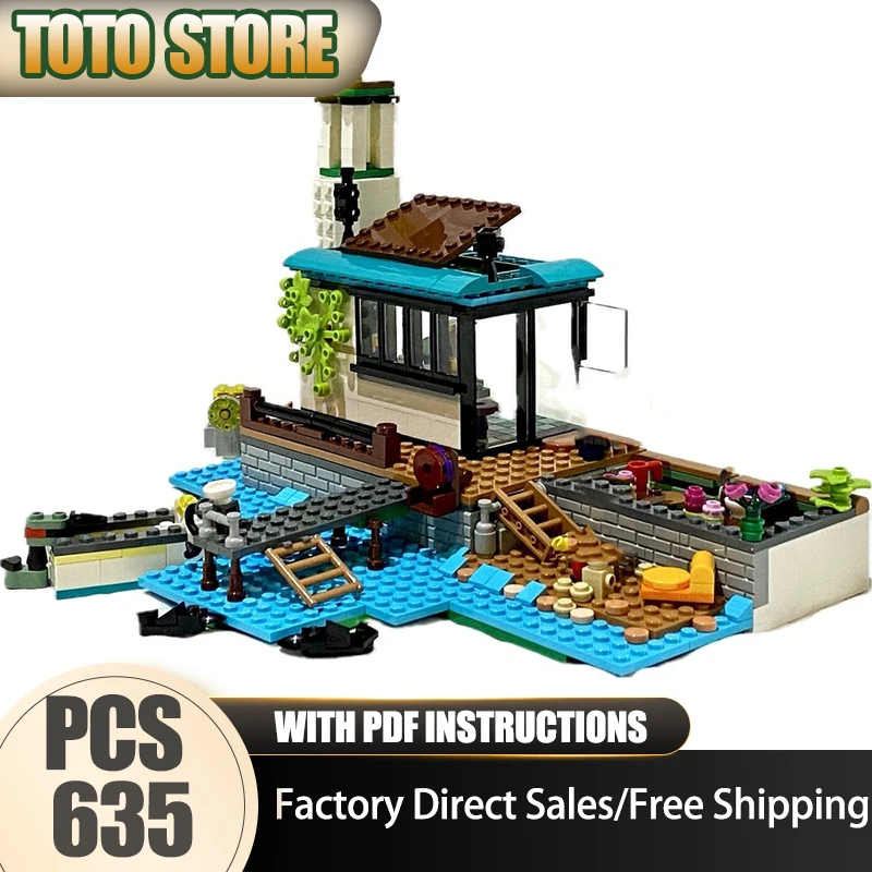 

CIty Street View Model Moc Building Blocks Cozy Lake Kiosk Model Technology Brick DIY Assembly Construction Toy Holiday Gifts