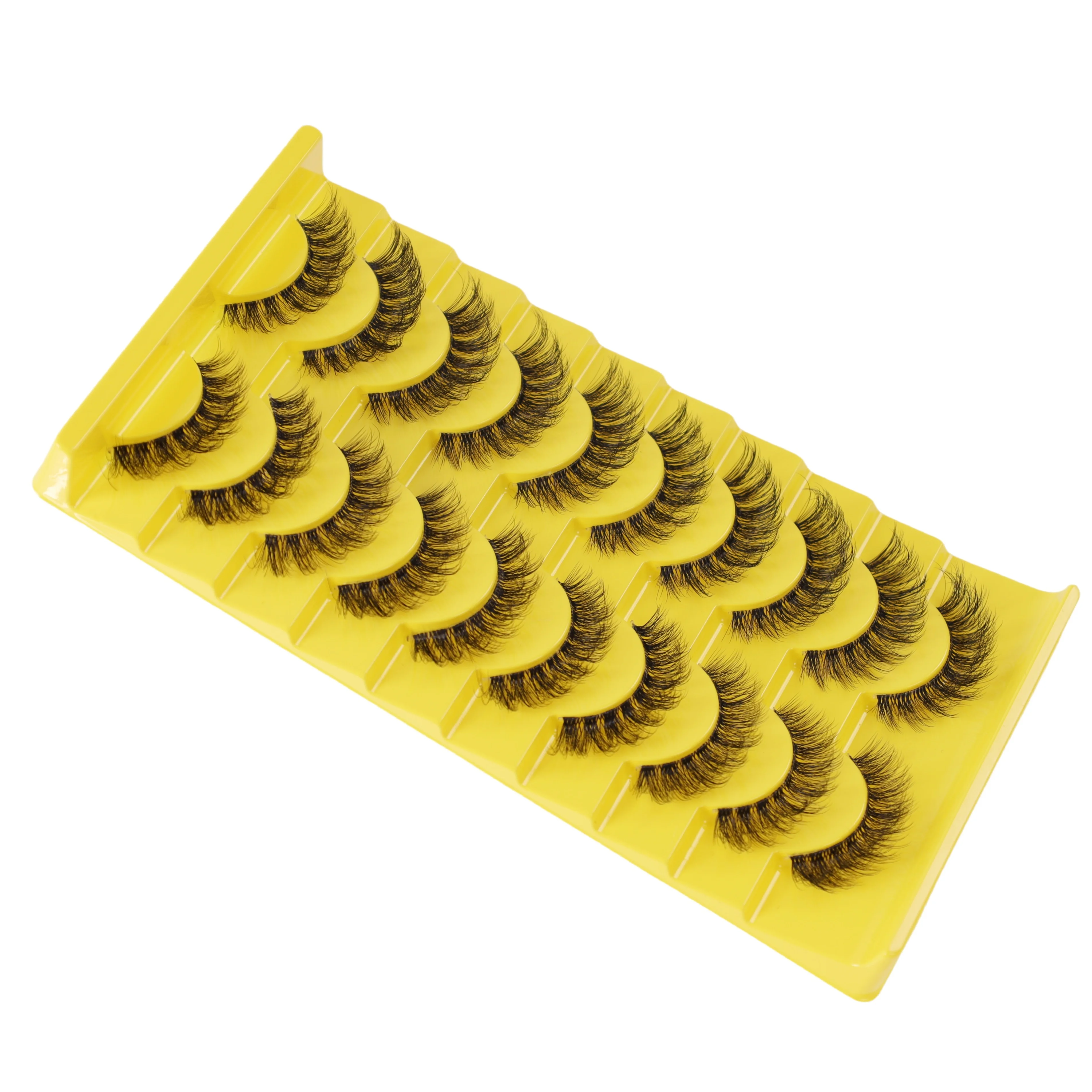 10 pairs of transparent stem false eyelashes with three-dimensional fluffy, dense and explosive hair simulation, natural