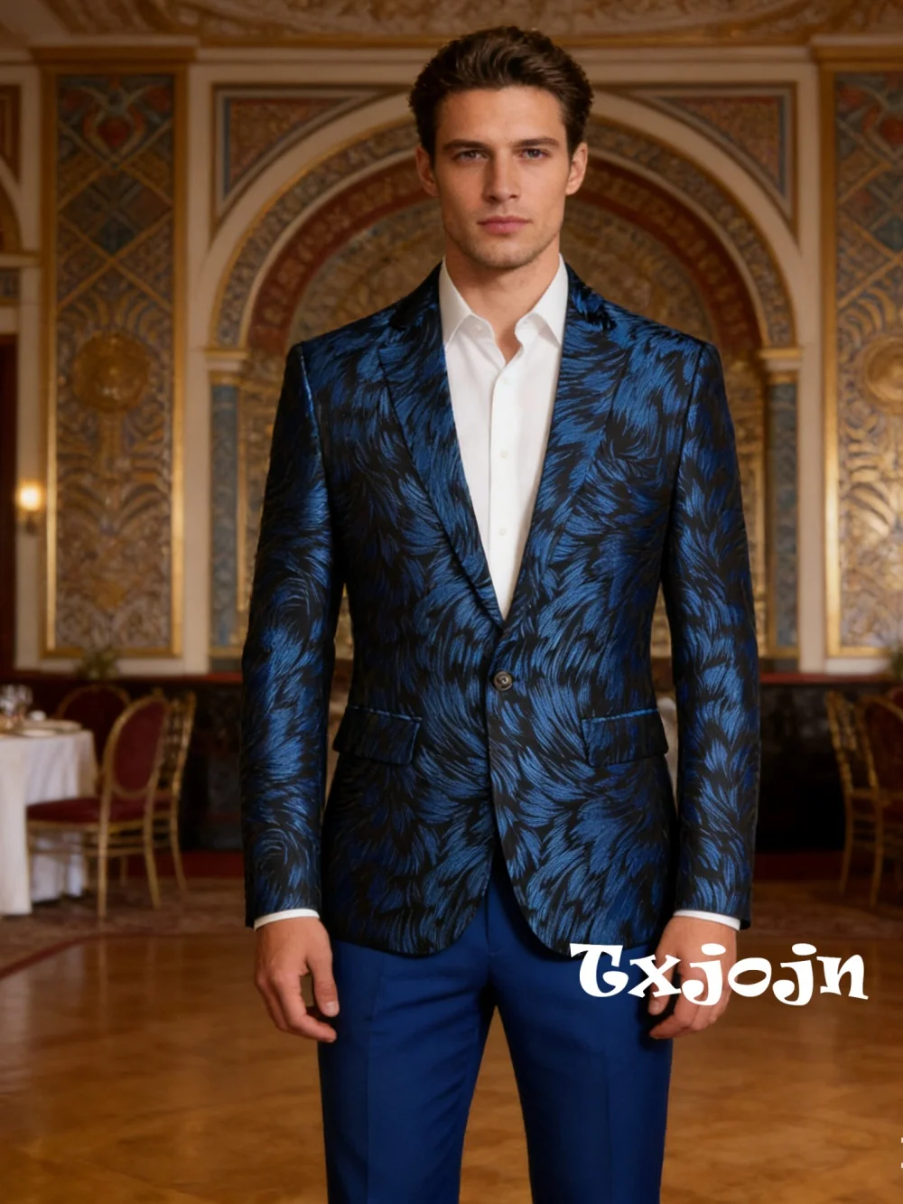 Stylisn Patterned man Suits 2 Pieces Jacket Pants Party Prom Wear Men's Regular Fit Suit Set For Performance Long Sleeved Tuxedo